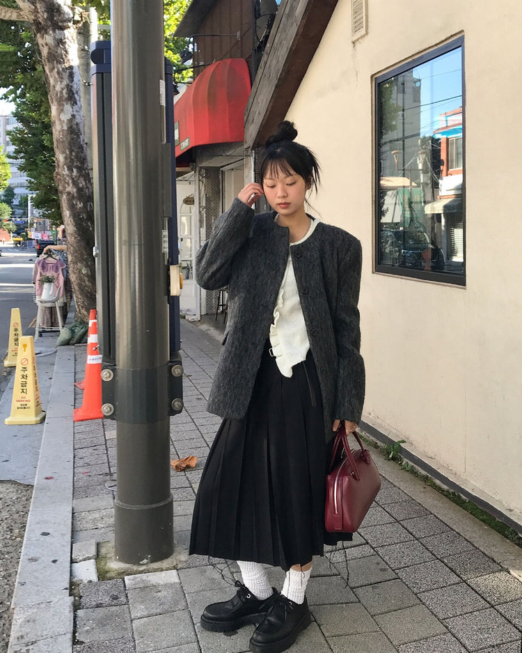 不修邊雙層細節百褶裙