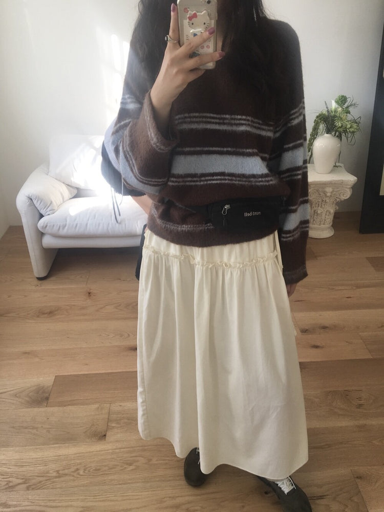 V領撞色條紋細節毛衣