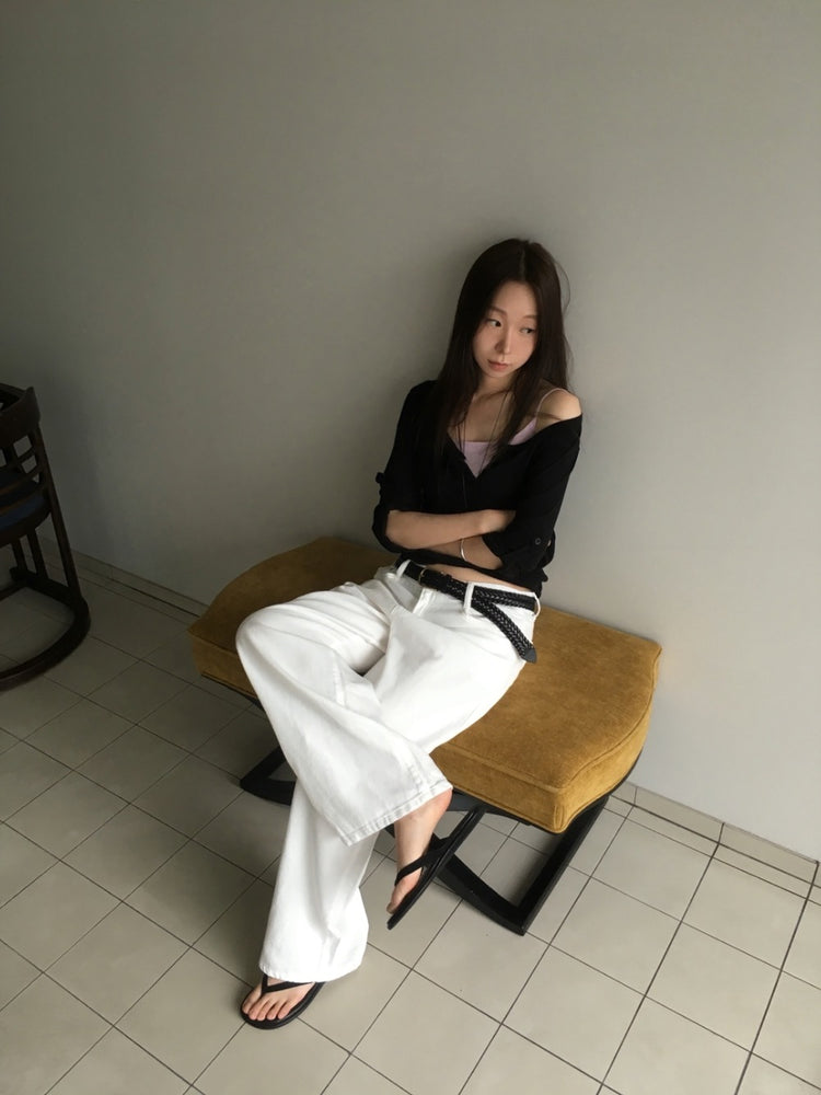美色亨利領反折袖細節上衣