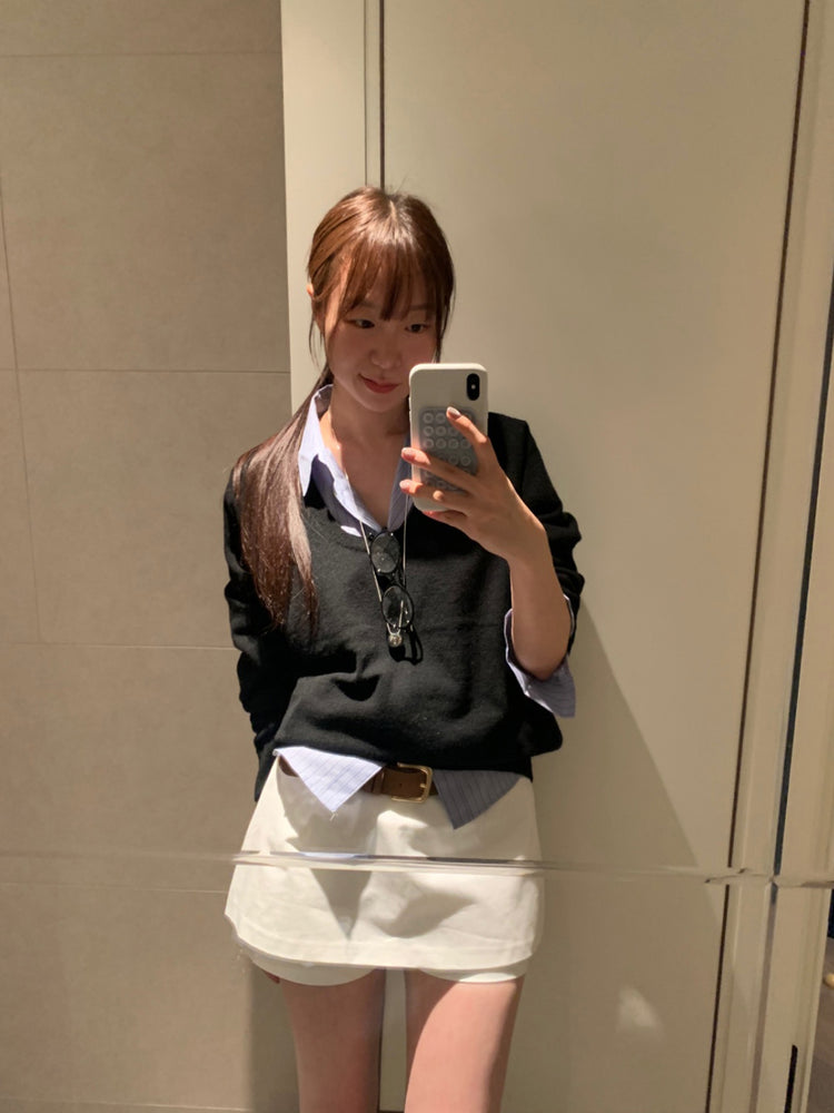 美色U領線細節針織上衣