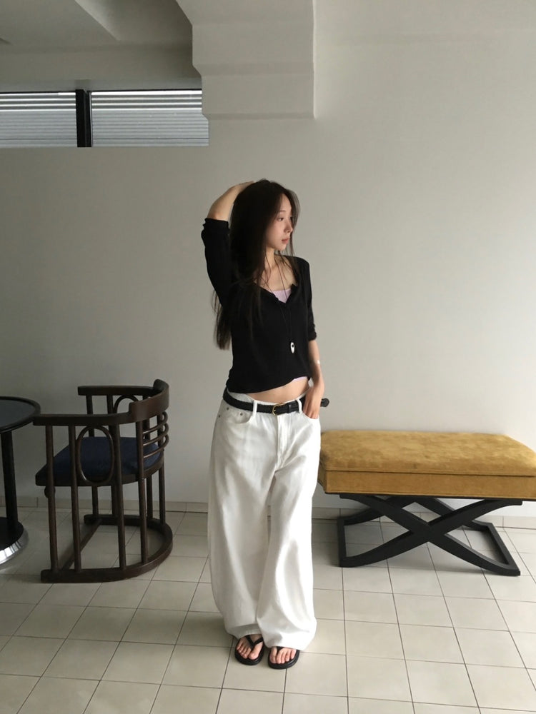 美色亨利領反折袖細節上衣