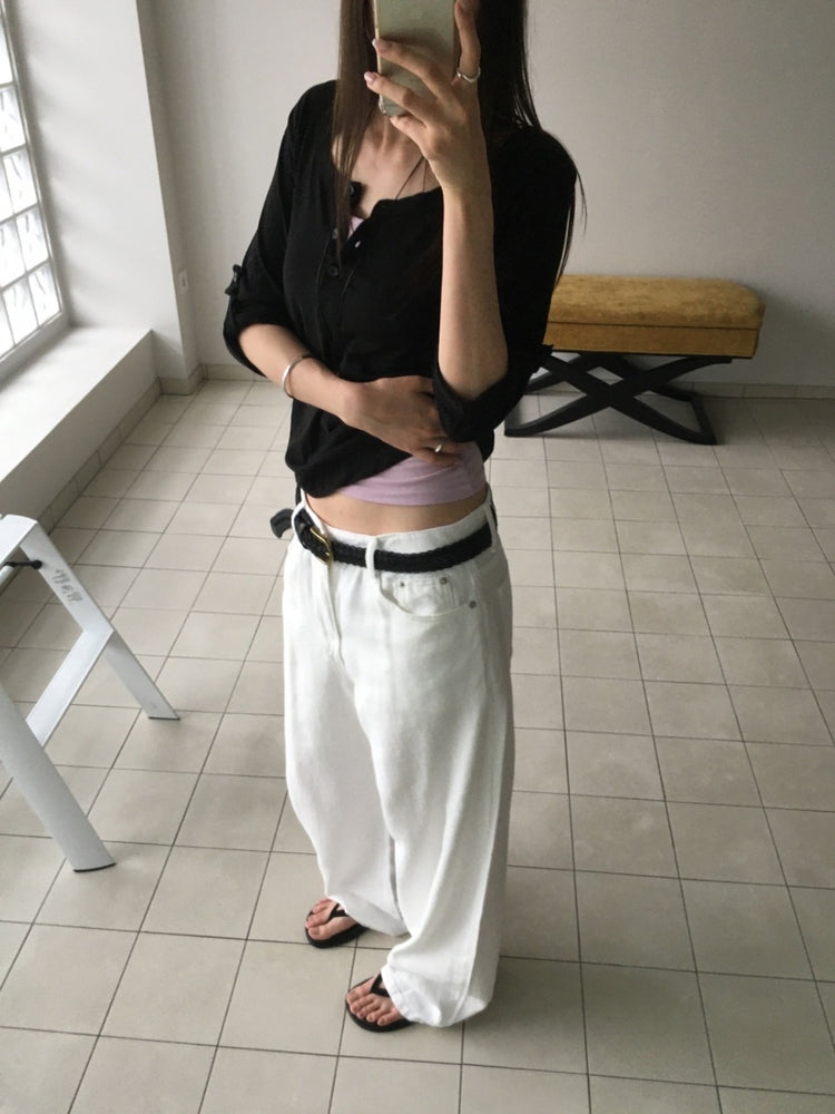 美色亨利領反折袖細節上衣