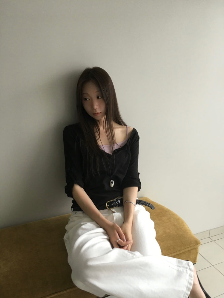 美色亨利領反折袖細節上衣