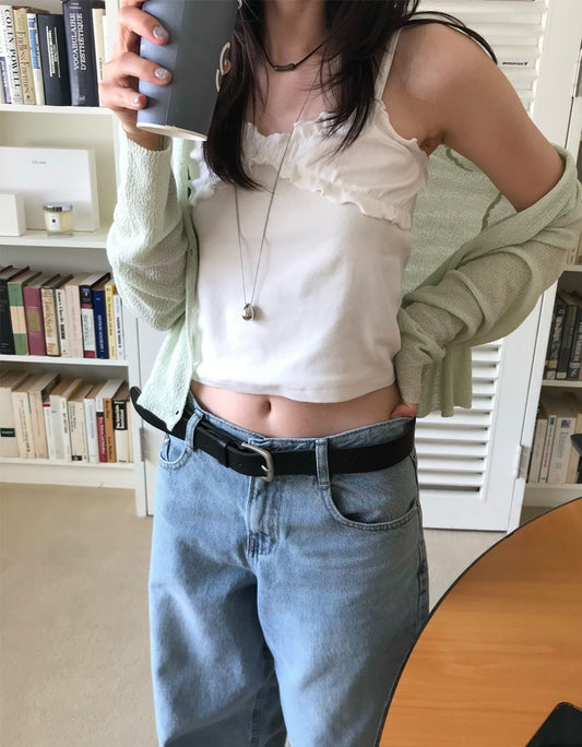 透膚混色針織外套