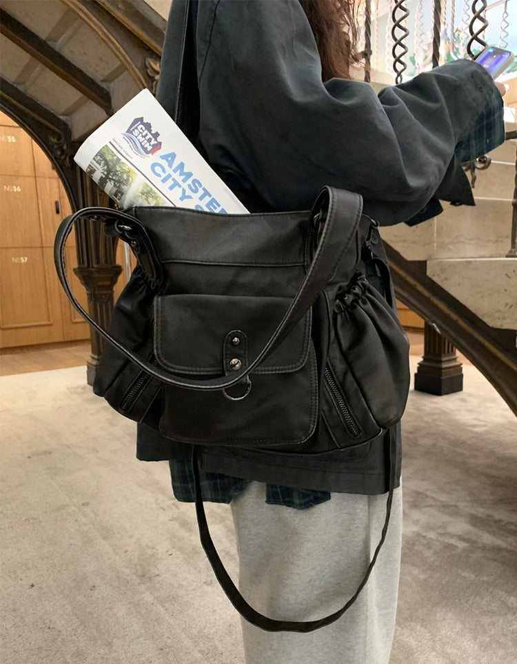 皮質/麂皮質感綁帶西外