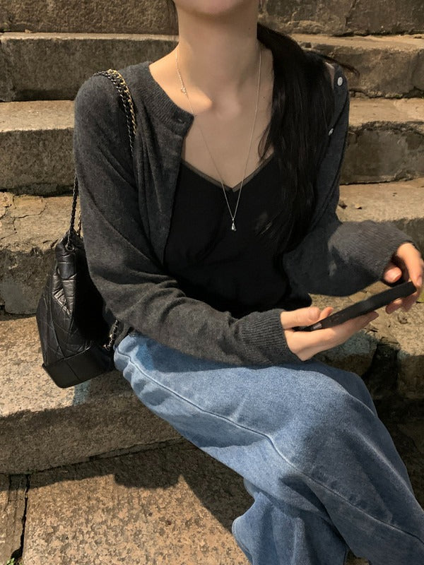 微透膚雙層細節上衣
