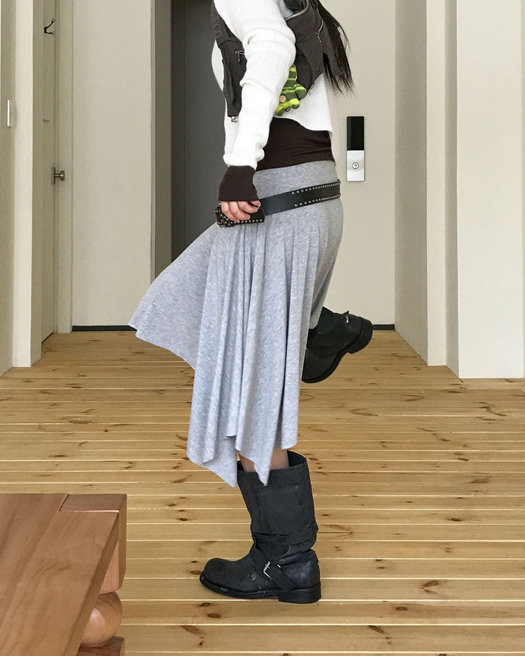 不規則下擺細節棉裙