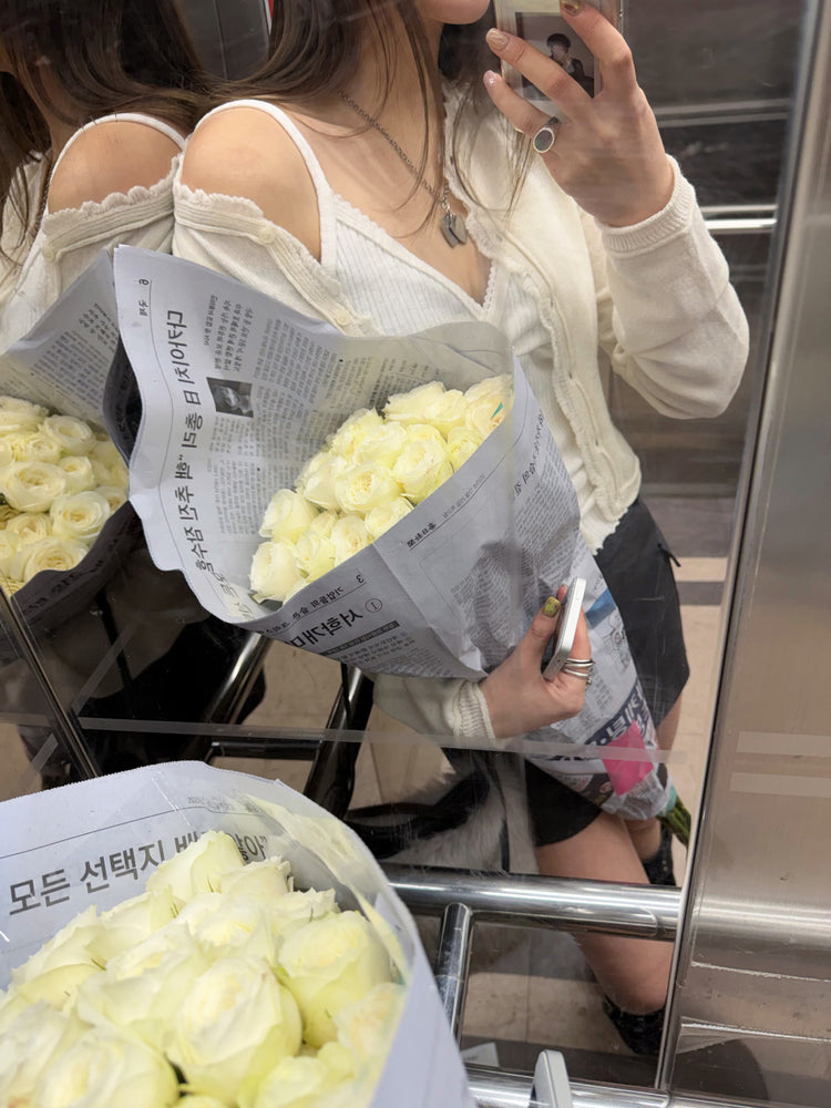 交疊蕾絲捲邊細節背心