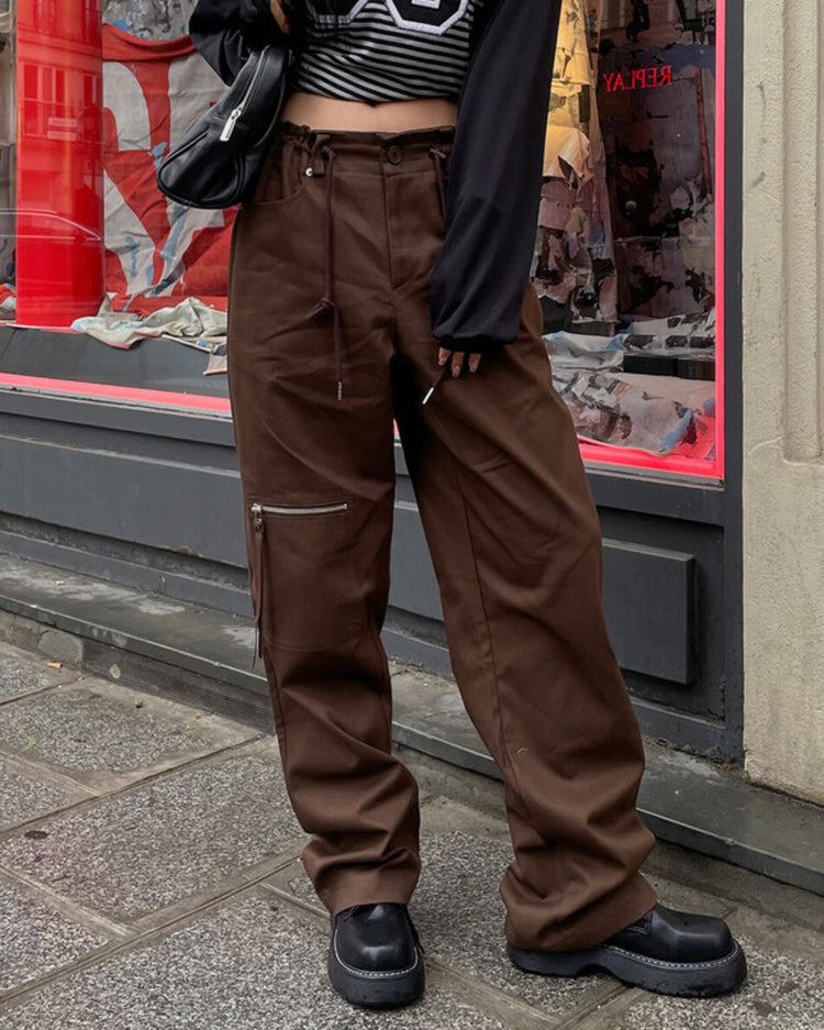 (fitting)率性口袋拉鏈細節cargo pant