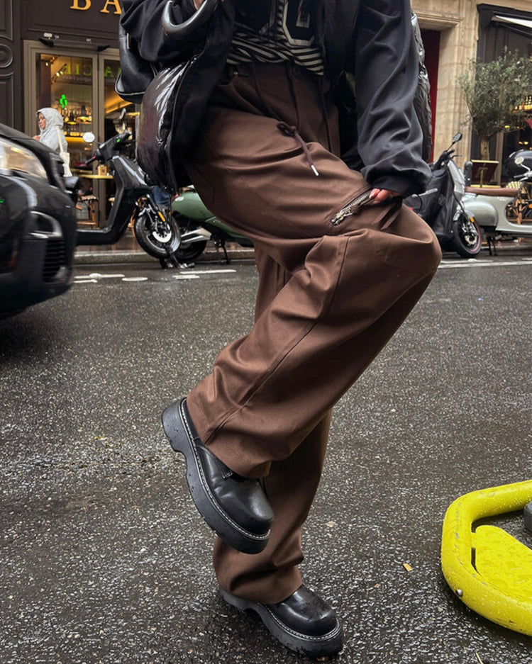 (fitting)率性口袋拉鏈細節cargo pant