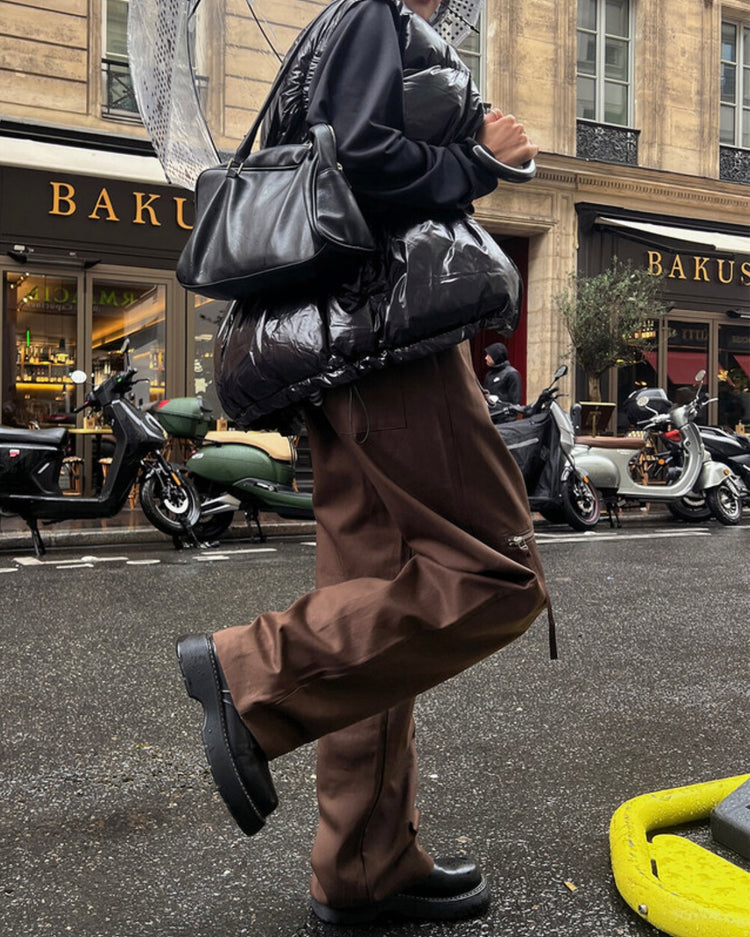 (fitting)率性口袋拉鏈細節cargo pant