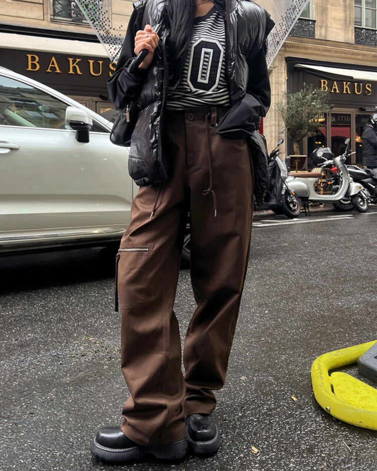(fitting)率性口袋拉鏈細節cargo pant
