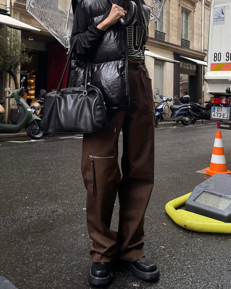 (fitting)率性口袋拉鏈細節cargo pant