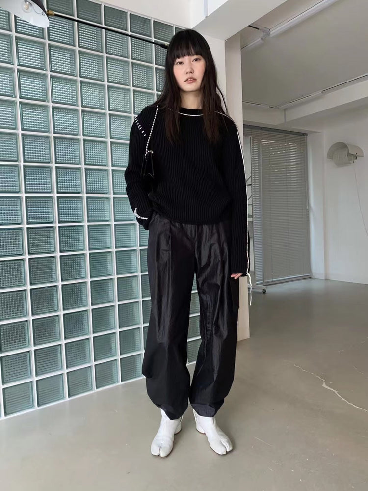 (現)高質撞色線條設計感毛衣
