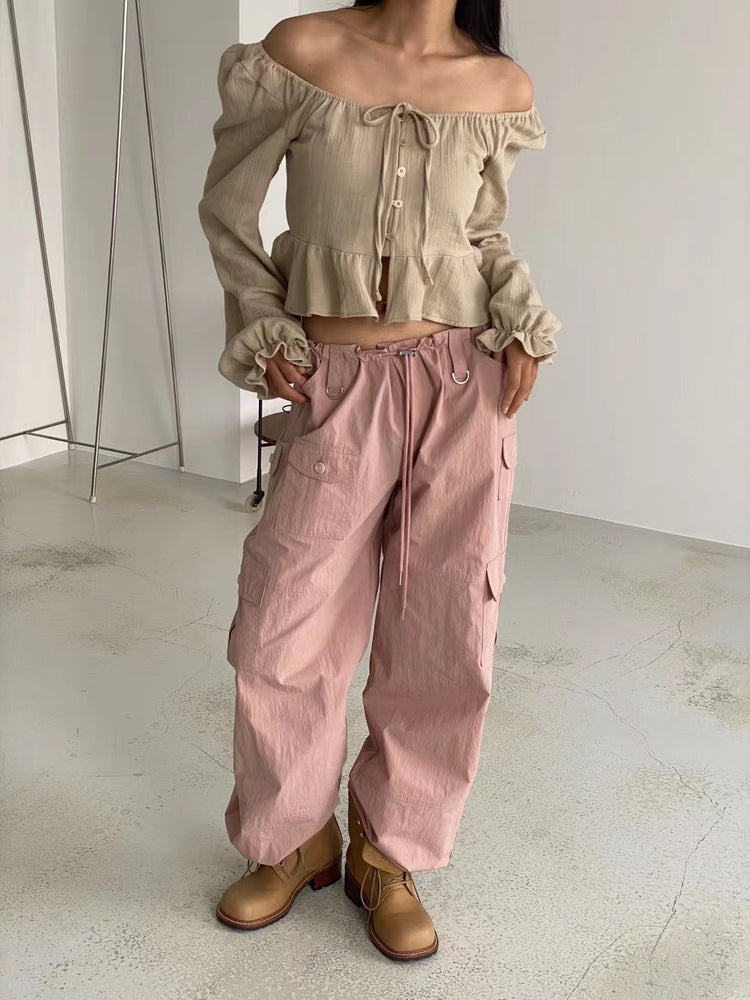 (Fitting)尼龍質感細節cargo pants