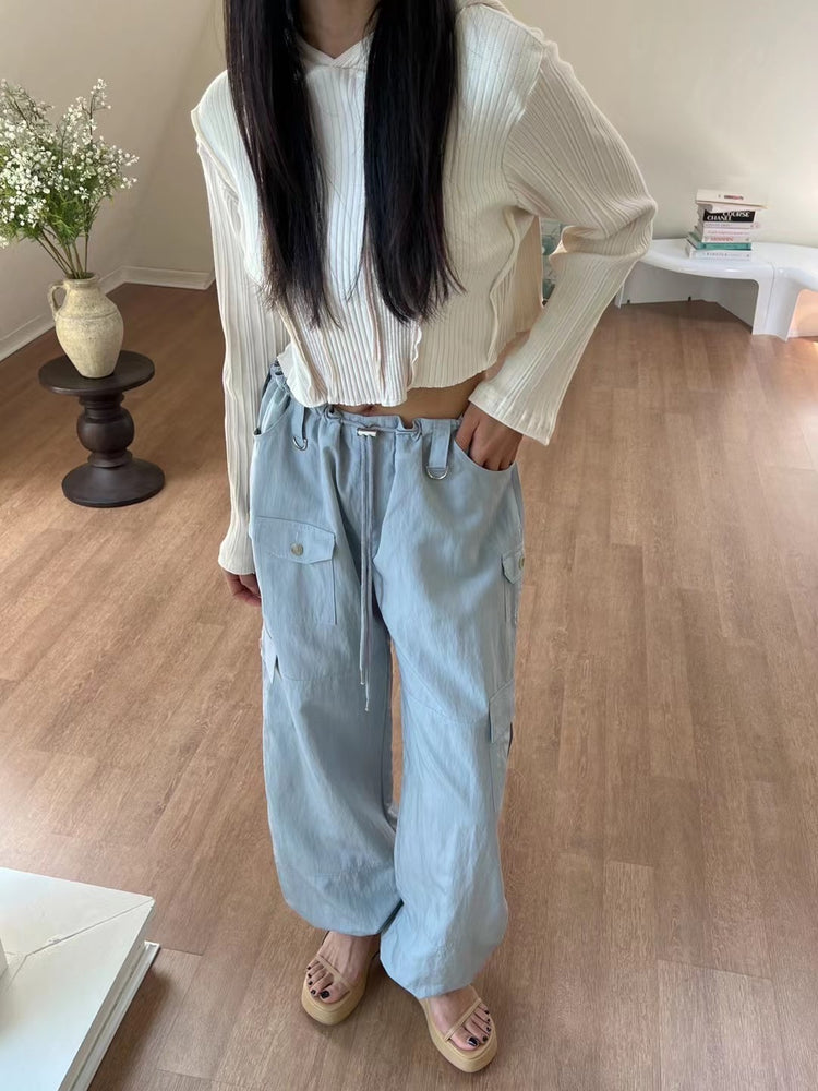 輕薄尼龍細節cargo pants